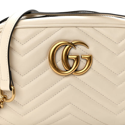 Gucci Calfskin Matelasse Small GG Marmont Chain Shoulder Bag White 8 of 10
