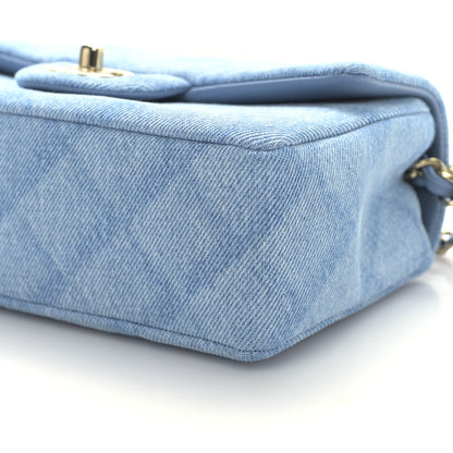 Chanel Printed Denim Quilted Mini Rectangular Flap Light Blue 9 of 9