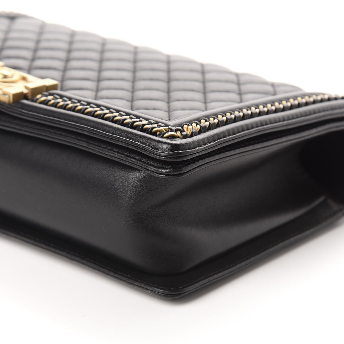 Calfskin Quilted New Medium Boy Top Handle Flap Black