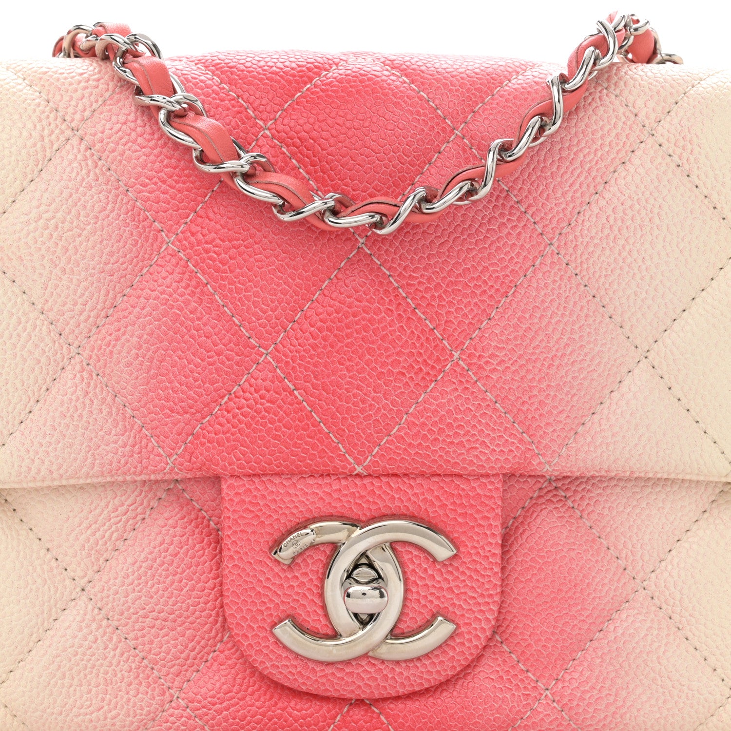 Chanel Caviar Quilted Ombre Medium Single Flap White Rose Pink 8 of 11