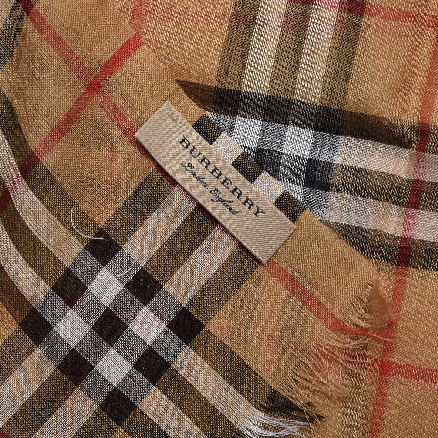 Wool Silk Gauze Vintage Check Scarf Antique Yellow