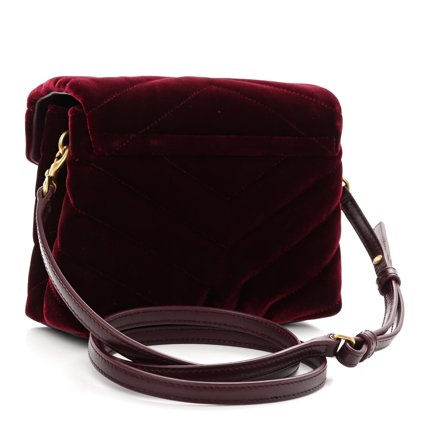 Velvet Y Quilted Monogram Toy Loulou Crossbody Bag French Burgundy