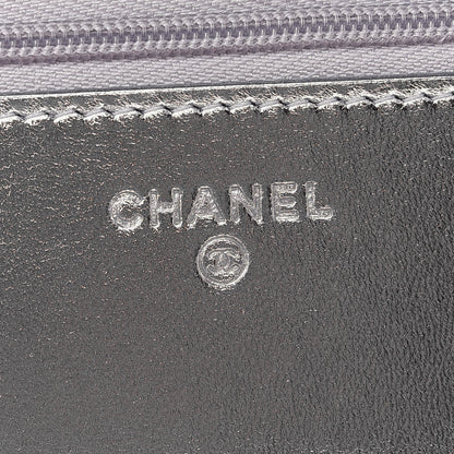 Chanel Gradient Metallic Calfskin Quilted Wallet On Chain WOC Silver Blue Yellow Purple 6 of 10