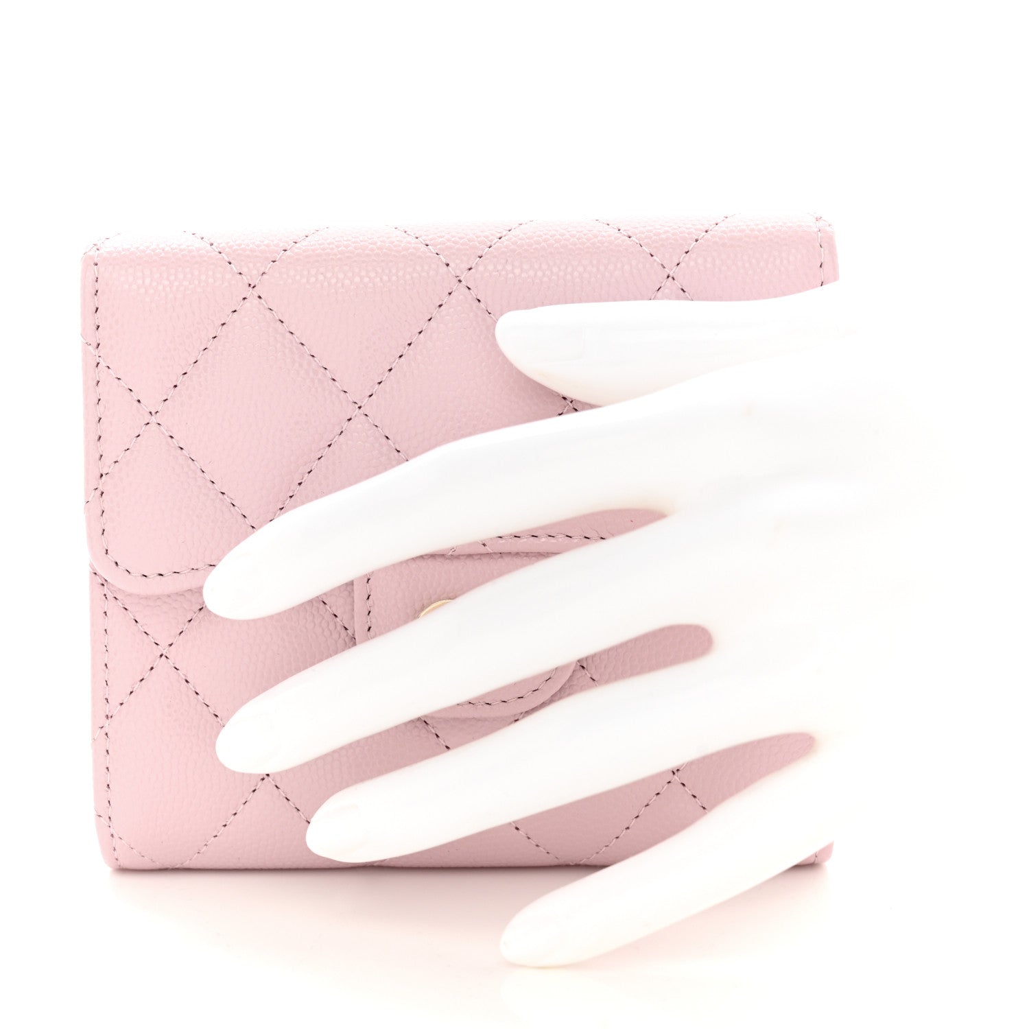Chanel Caviar Quilted Compact Flap Wallet Light Pink 2 of 9
