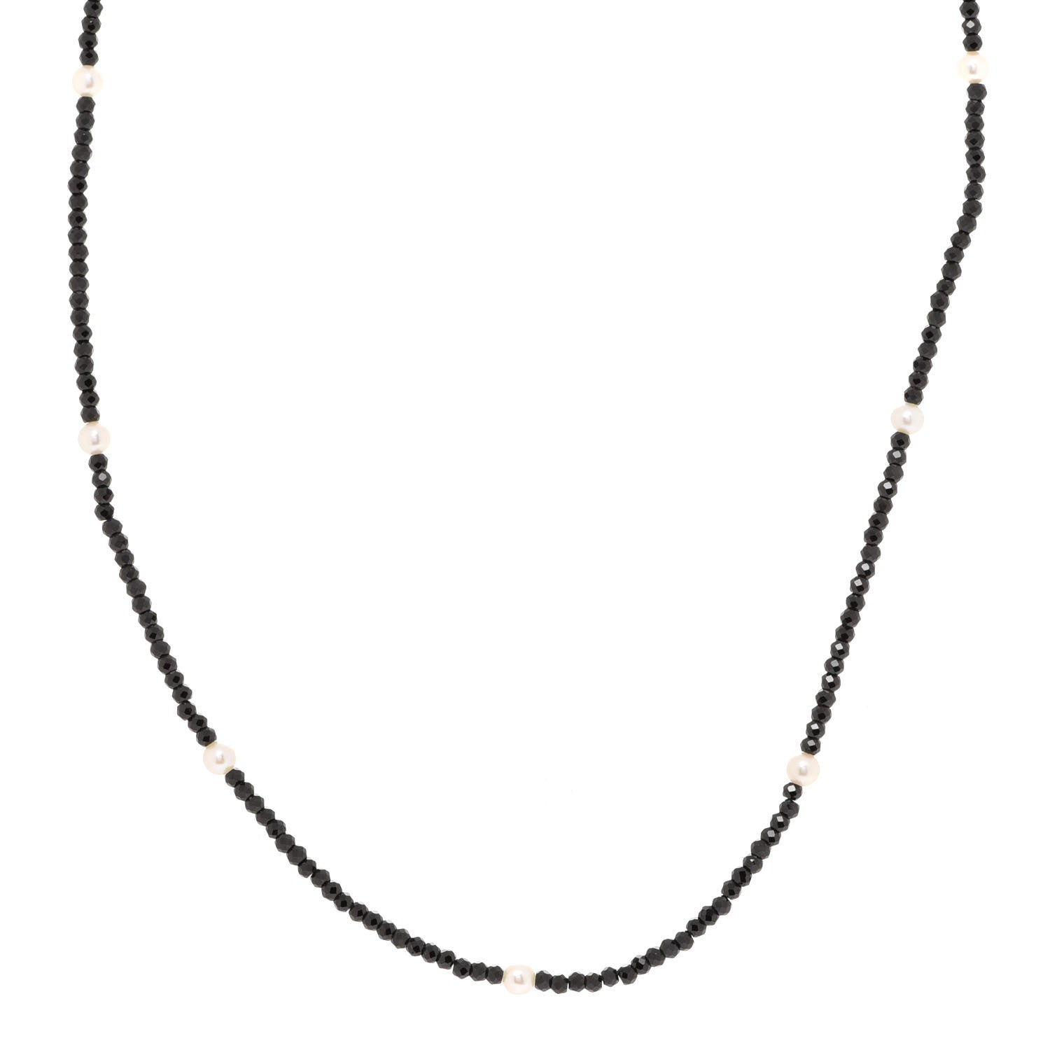 Tiffany Sterling Silver Black Spinel Pearl Ziegfeld Bead Necklace 1 of 6