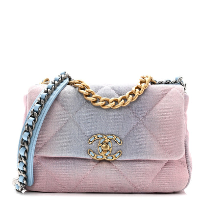 Chanel Denim Quilted Medium Chanel 19 Flap Blue Pink 1 of 10
