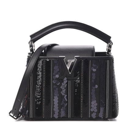 Louis Vuitton Calfskin Sequin Beaded Capucines Mini Black 1 of 11