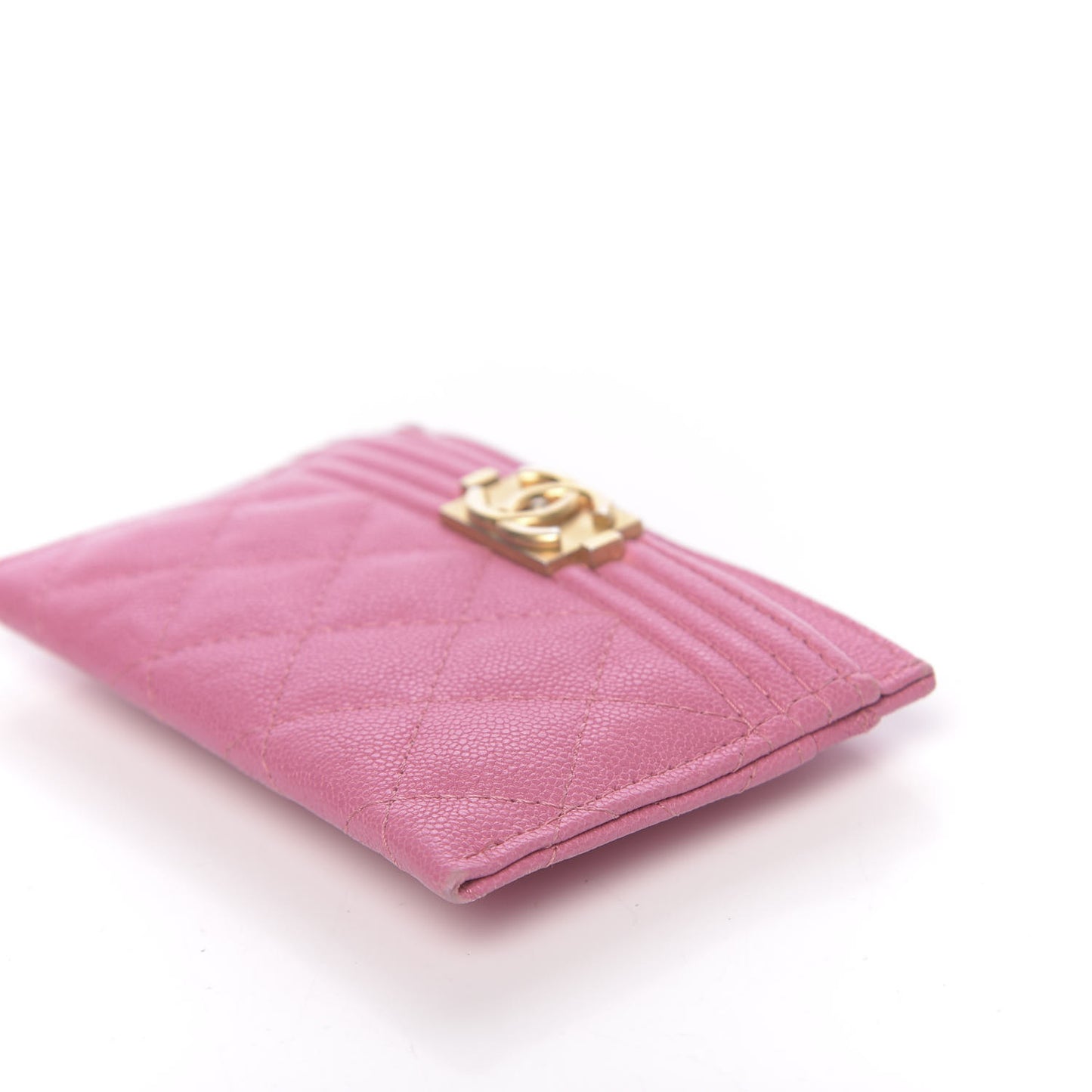Caviar Quilted Boy Card Holder Light Pink
