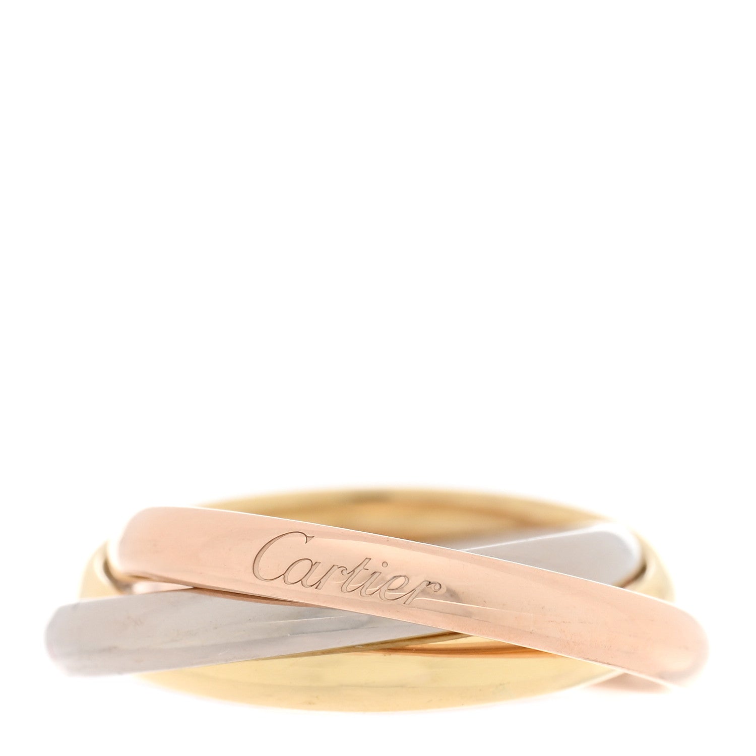 Cartier 18K Pink Yellow White Gold Small Trinity Ring 48 4.5 1 of 5