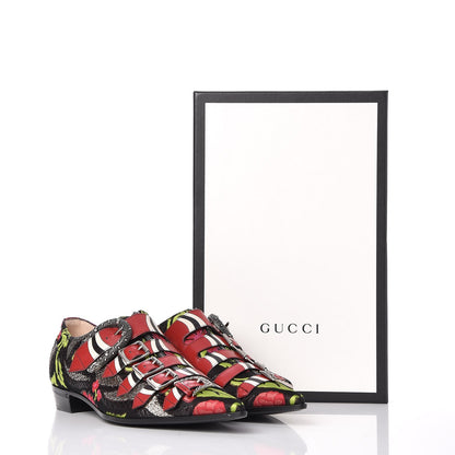 Gucci Brocade Embroidered Susan Buckle Loafers 37.5 Black 8 of 8