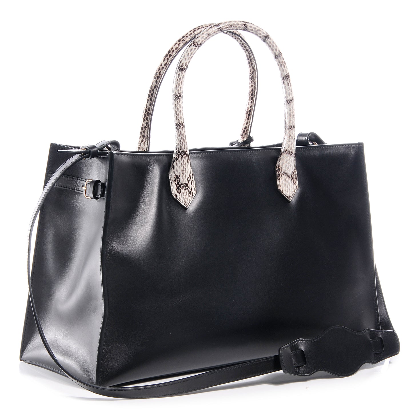 Calfskin Padlock Nude Work S Elaphe Snakeskin Top Handle Black