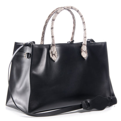 Balenciaga Calfskin Padlock Nude Work S Elaphe Snakeskin Top Handle Black 2 of 7