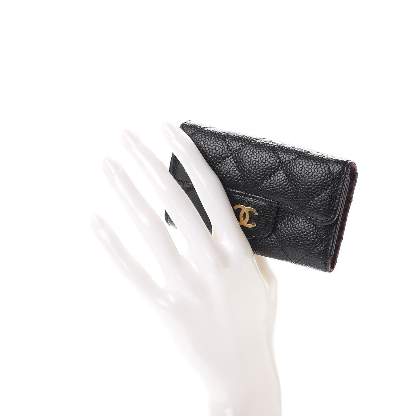 Caviar Quilted 6 Key Holder Black