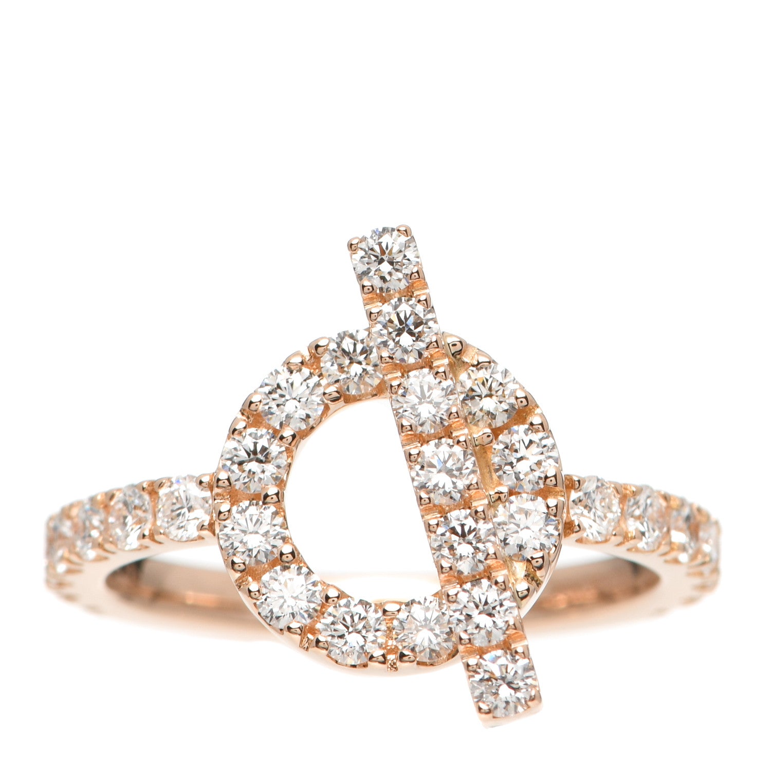 Hermes 18K Rose Gold Diamond Finesse Ring 51 5.75 1 of 6