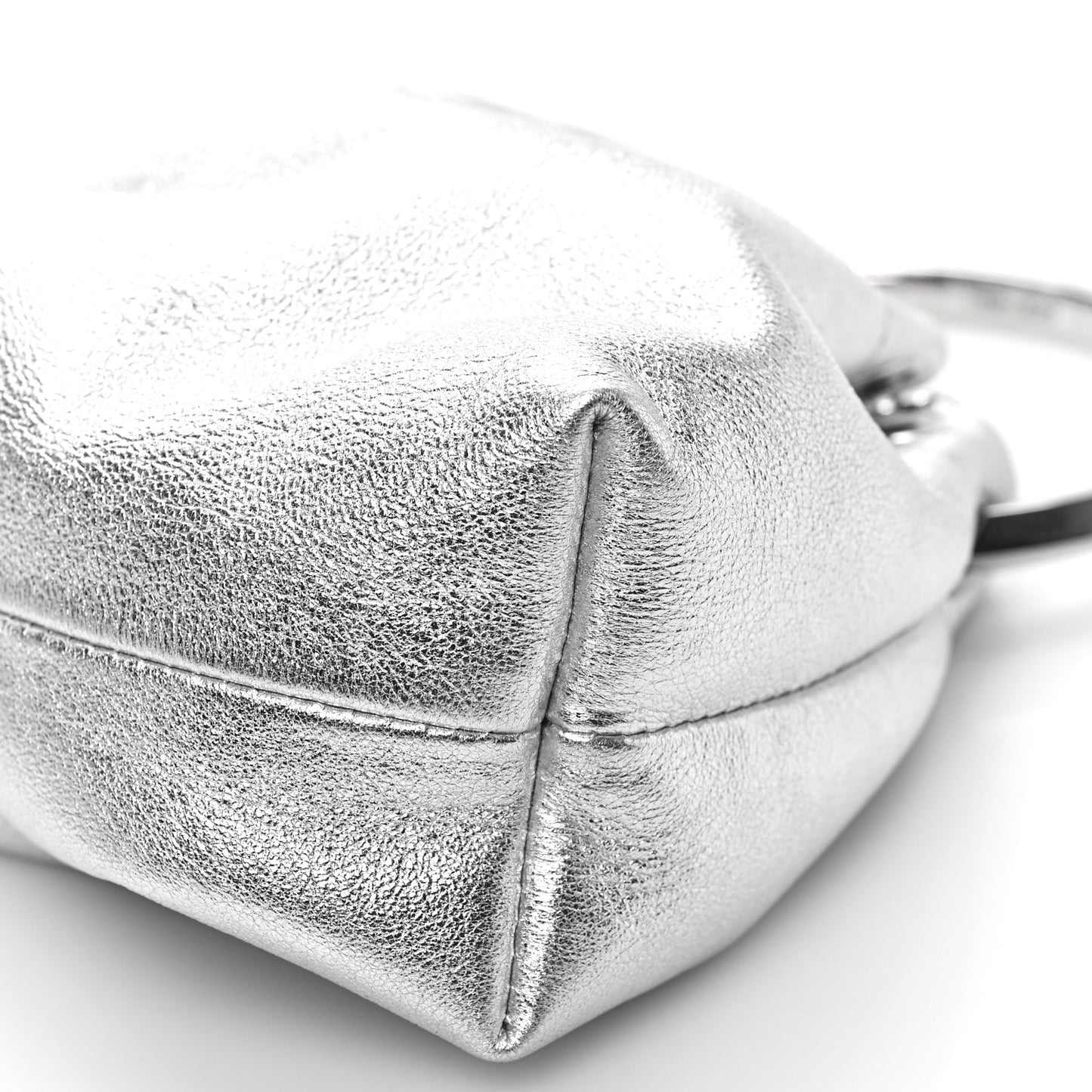 Metallic Nappa Micro Bon Bon Bag Silver