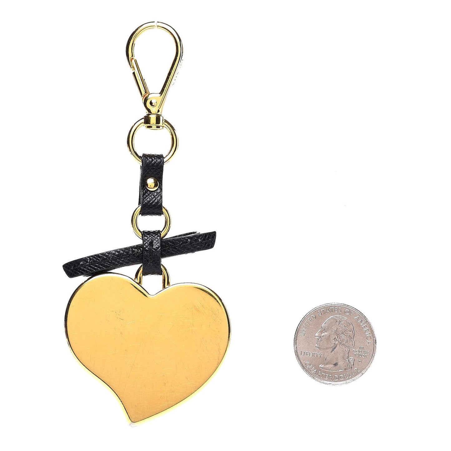 Saffiano Heart Keychain Charm Black