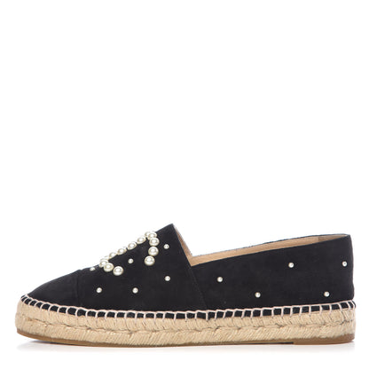 Chanel Suede Pearl CC Espadrilles 39 Black 1 of 7