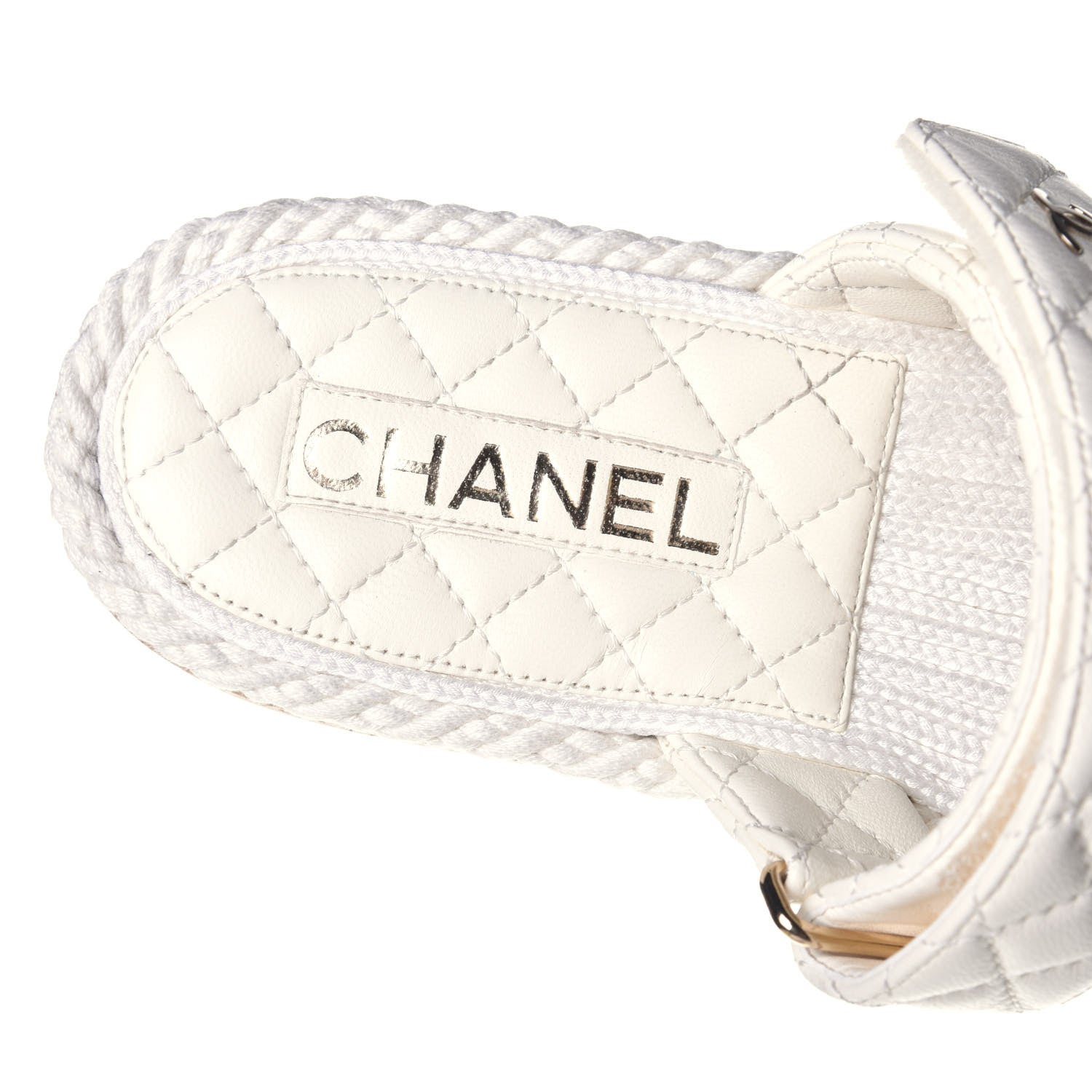 Chanel Cord Lambskin Quilted Logo Mules 41 White 6 of 7