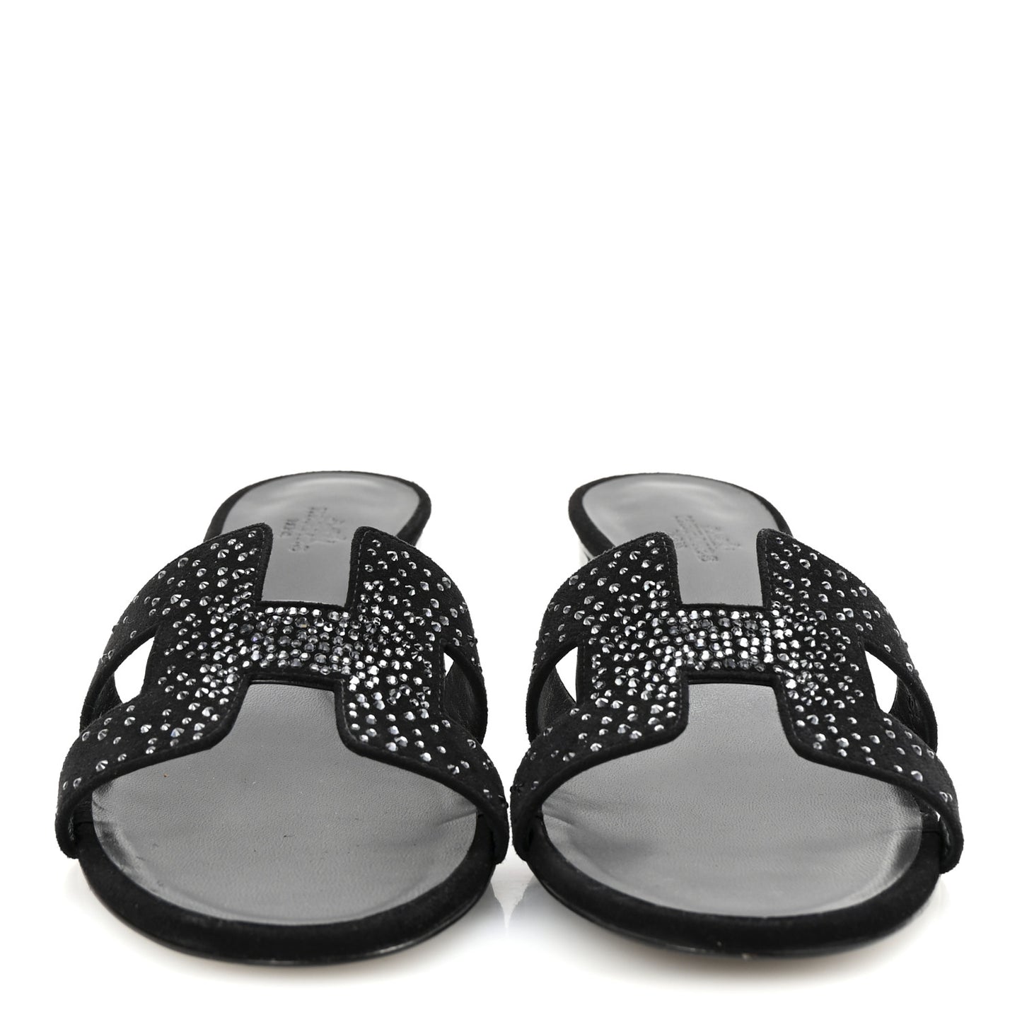 Suede Goatskin Crystal Oasis Sandals 39.5 Black
