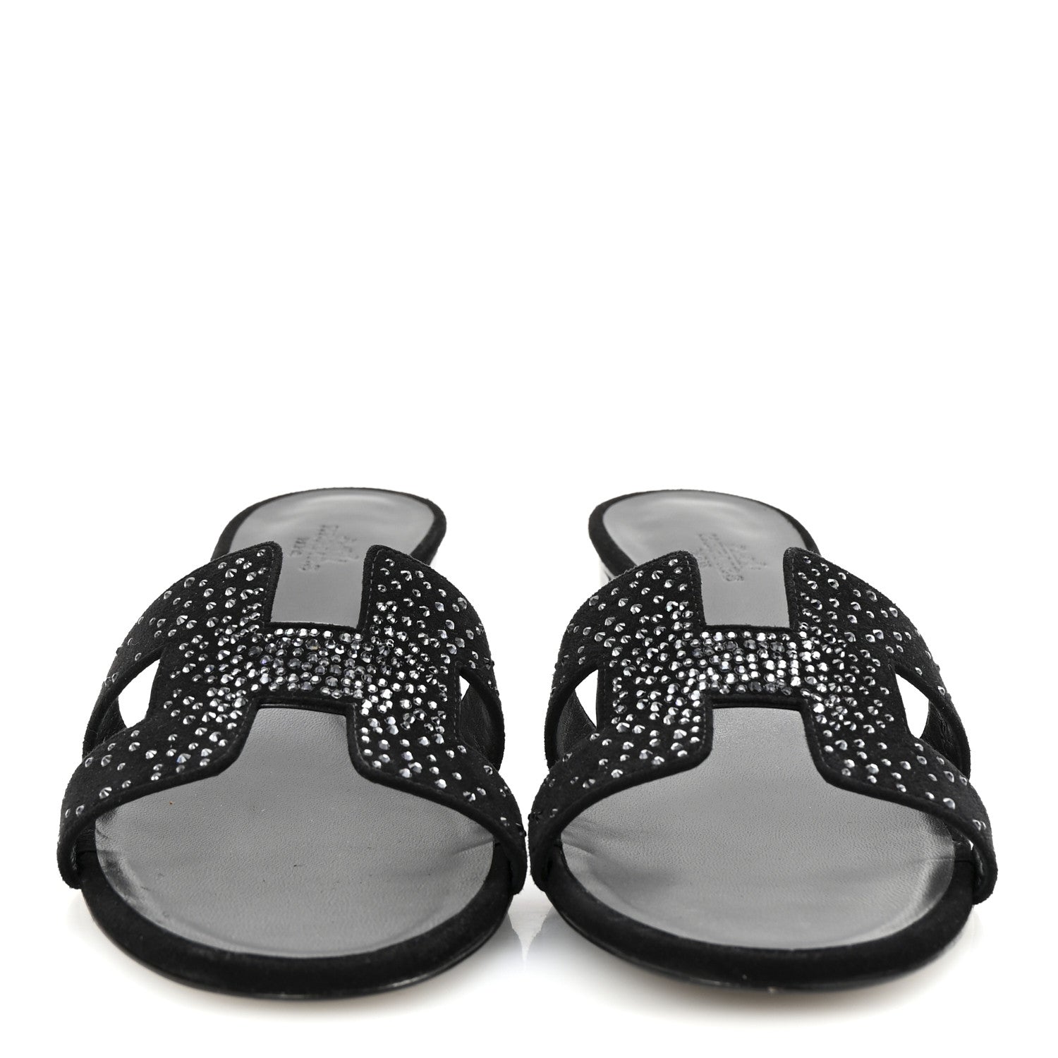 Hermes Suede Goatskin Crystal Oasis Sandals 39.5 Black 3 of 10