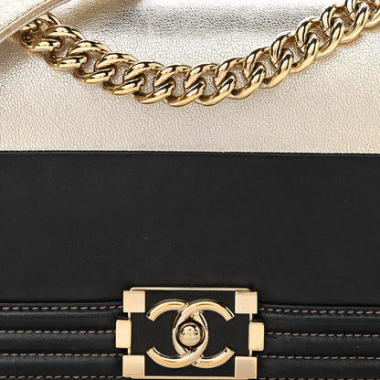 Chanel Metallic Goatskin Calfskin Medium Boy Flap Gold Black 8 of 16