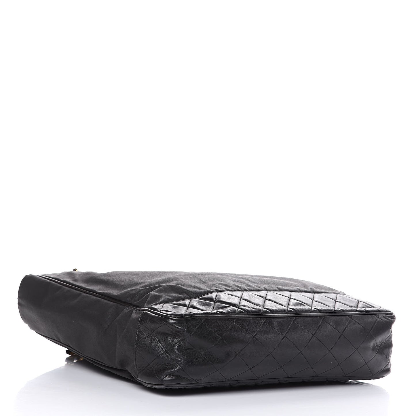 Canvas Calfskin Shopping Tote Black