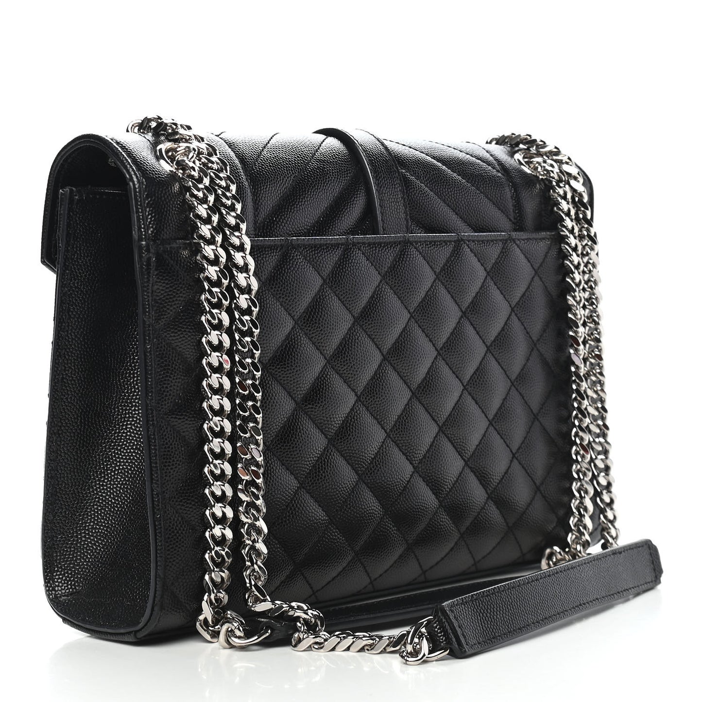 Grain De Poudre Textured Mixed Matelasse Triquilt Medium Monogram Satchel Black