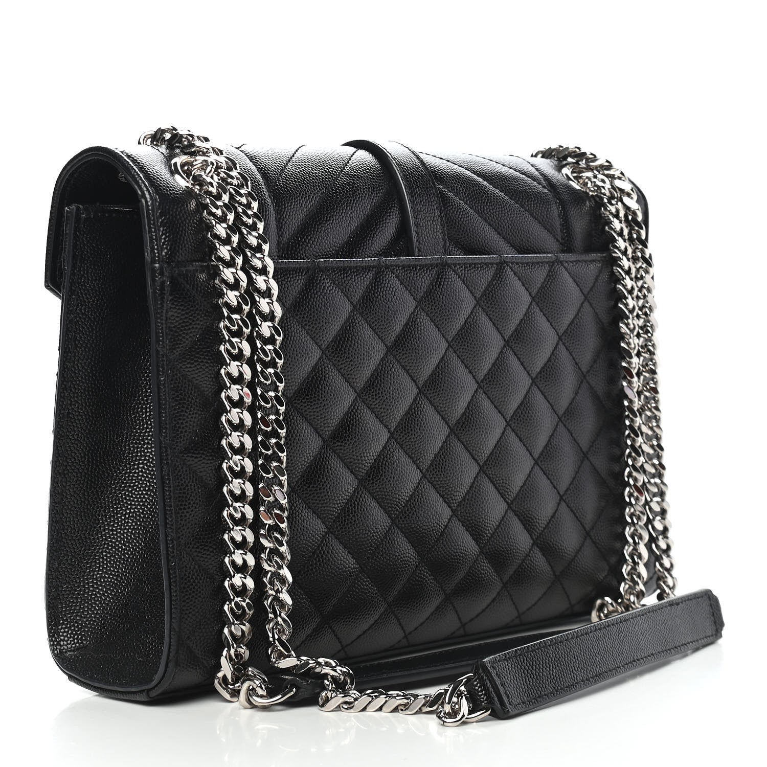 Saint Laurent Grain De Poudre Textured Mixed Matelasse Triquilt Medium Monogram Satchel Black 3 of 9