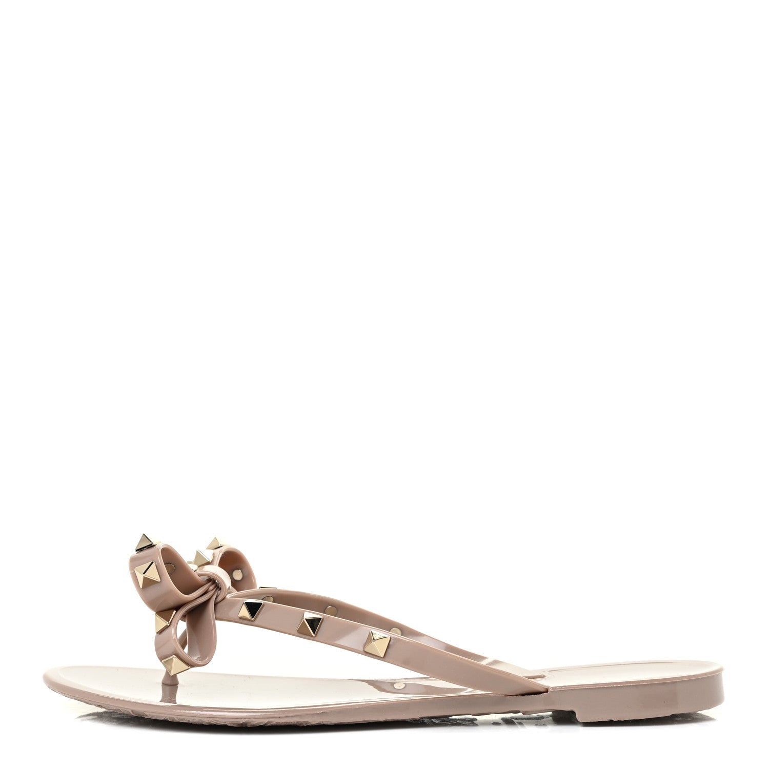 Valentino Garavani PVC Jelly Rockstud Bow Thong Sandals 38 Poudre 1 of 11