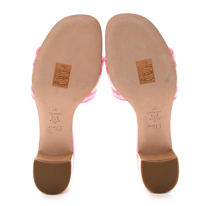 Christian Dior Cotton Toile de Jouy Embroidered Dway 55mm Slide Sandals 37 Off White Pink 5 of 8