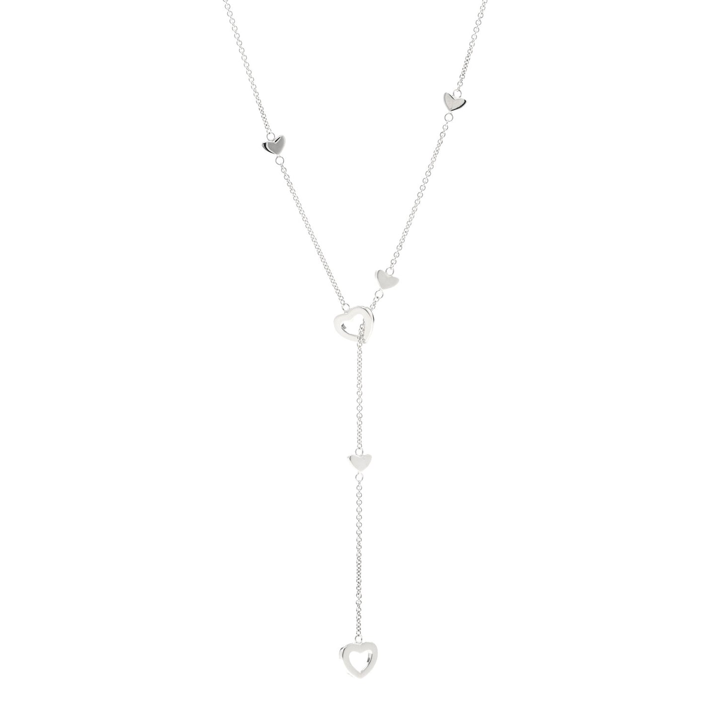 Sterling Silver Heart Lariat Necklace