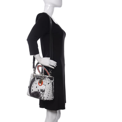 Christian Dior Calfskin Quilted Jack Pierson Art Lady Dior White Black Multicolor 2 of 9