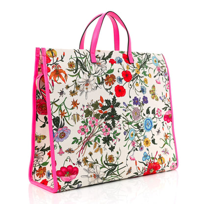 Gucci Canvas Large Flora Tote Pink Multicolor Fuchsia 3 of 10