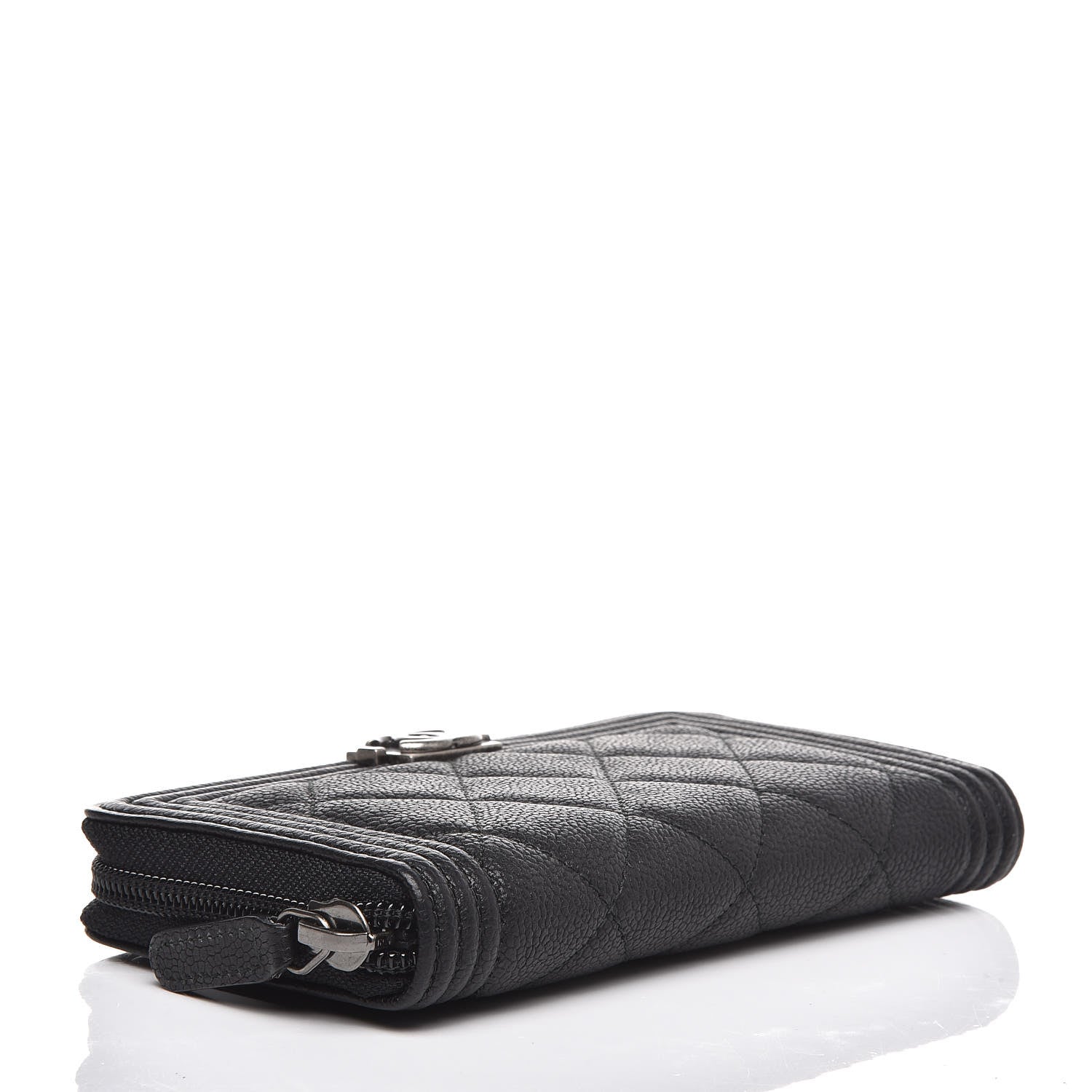 Chanel Caviar Quilted Small Boy Zip Around Wallet Black 4 of 9