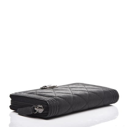 Chanel Caviar Quilted Small Boy Zip Around Wallet Black 4 of 9