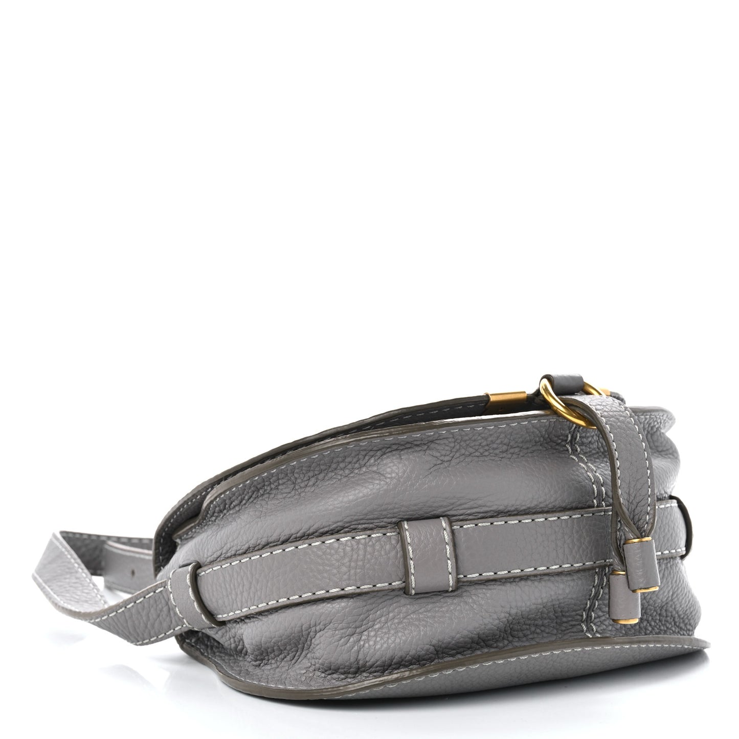 Grained Calfskin Small Marcie Saddle Bag Cashmere Grey