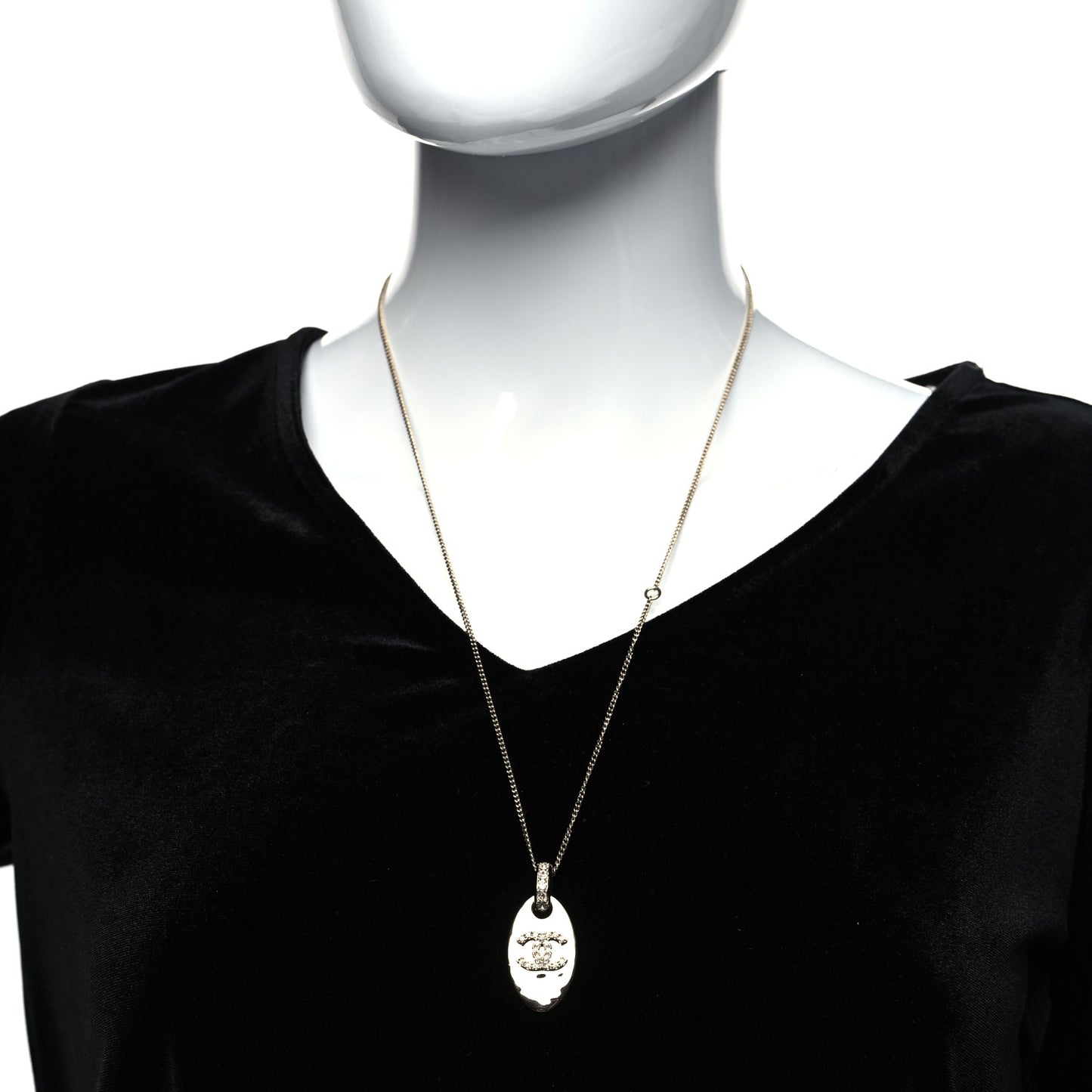 Crystal CC Medallion Necklace Gold