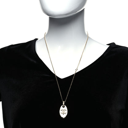 Chanel Crystal CC Medallion Necklace Gold 2 of 5