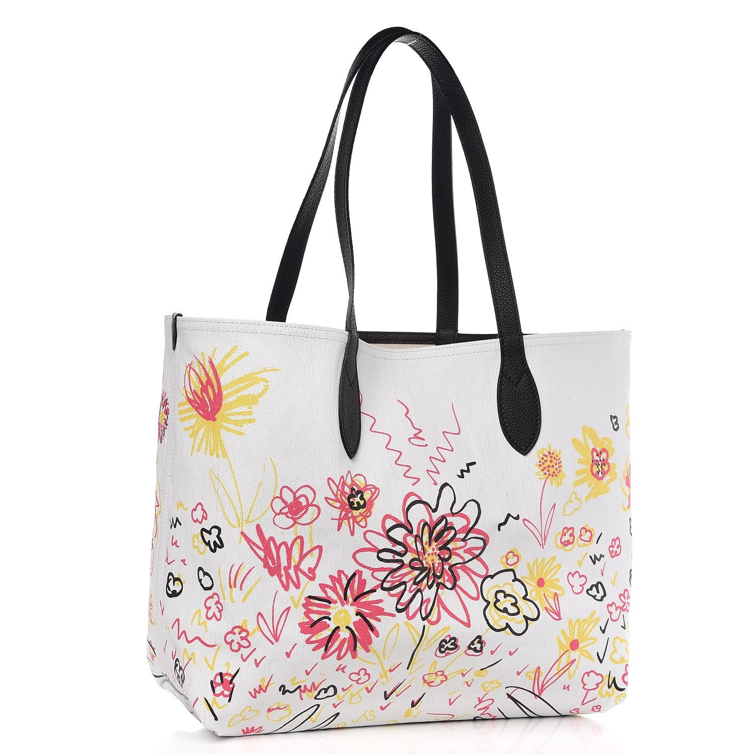 Burberry Coated Canvas Medium Reversible Doodle Tote White Black Pink 4 of 13