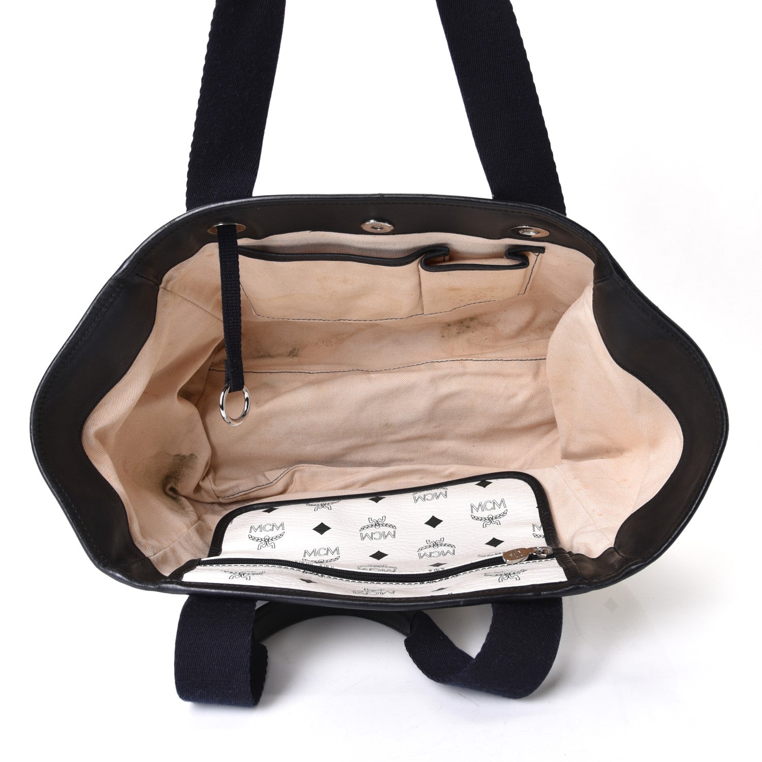 MCM Visetos Tote White Black 8 of 16
