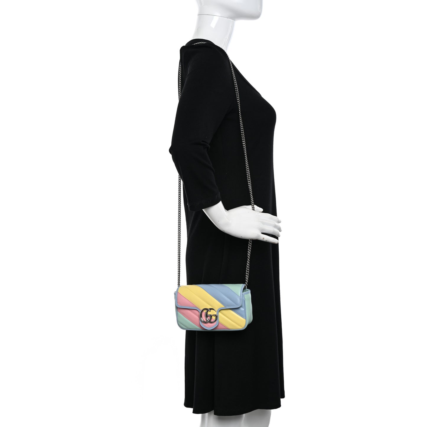 Calfskin Matelasse Diagonal Super Mini GG Marmont Shoulder Bag Multicolor Pastel