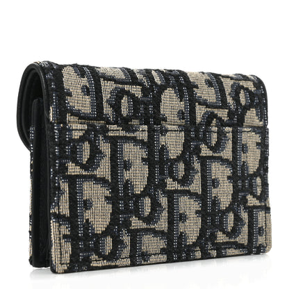 Christian Dior Oblique Saddle Card Holder Blue 3 of 7