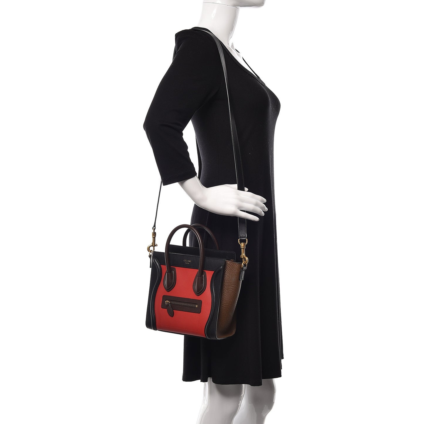 Calfskin Bullhide Nano Tri-Color Luggage Bright Red
