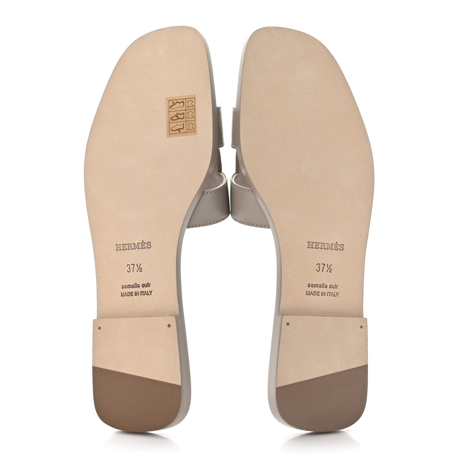 Hermes Box Calfskin Oran Sandals 37.5 Beige Mastic 5 of 9
