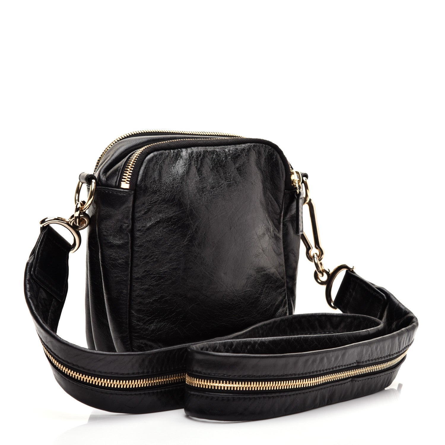 Chanel Lambskin Jersey Scales Zipper Shoulder Bag Black 3 of 10