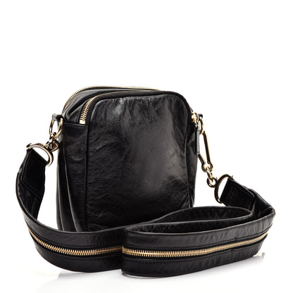 Chanel Lambskin Jersey Scales Zipper Shoulder Bag Black 3 of 10