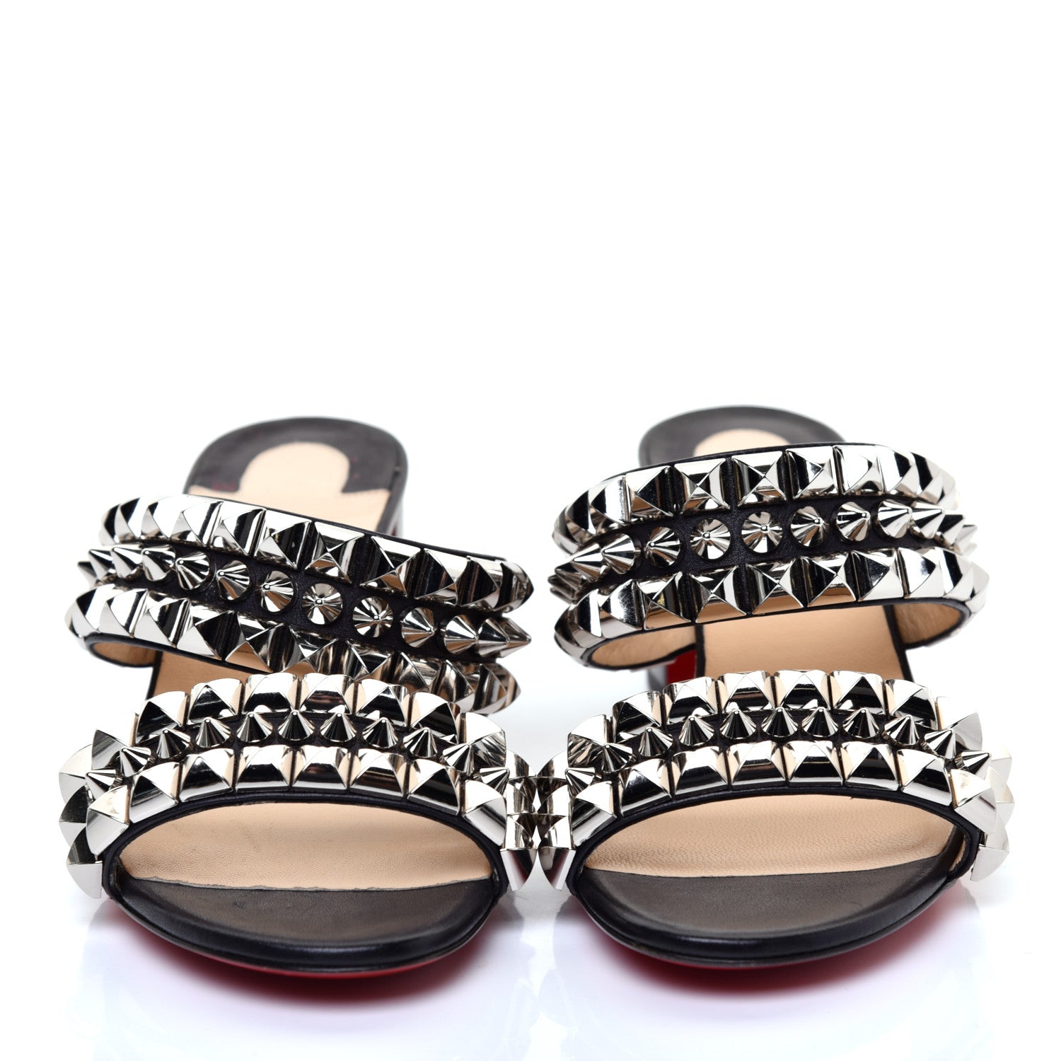Christian Louboutin Calfskin Studded Tina Goes Mad 55 Slide Sandals 36 Black 2 of 8