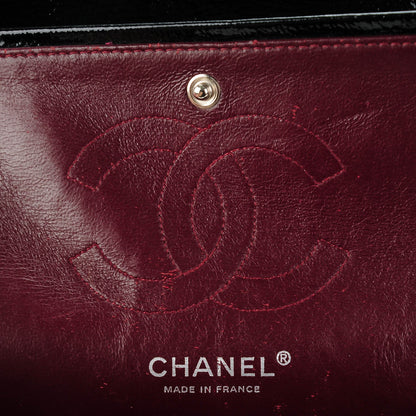 Chanel Distressed Patent Quilted Medium Double Flap Black 5 of 8