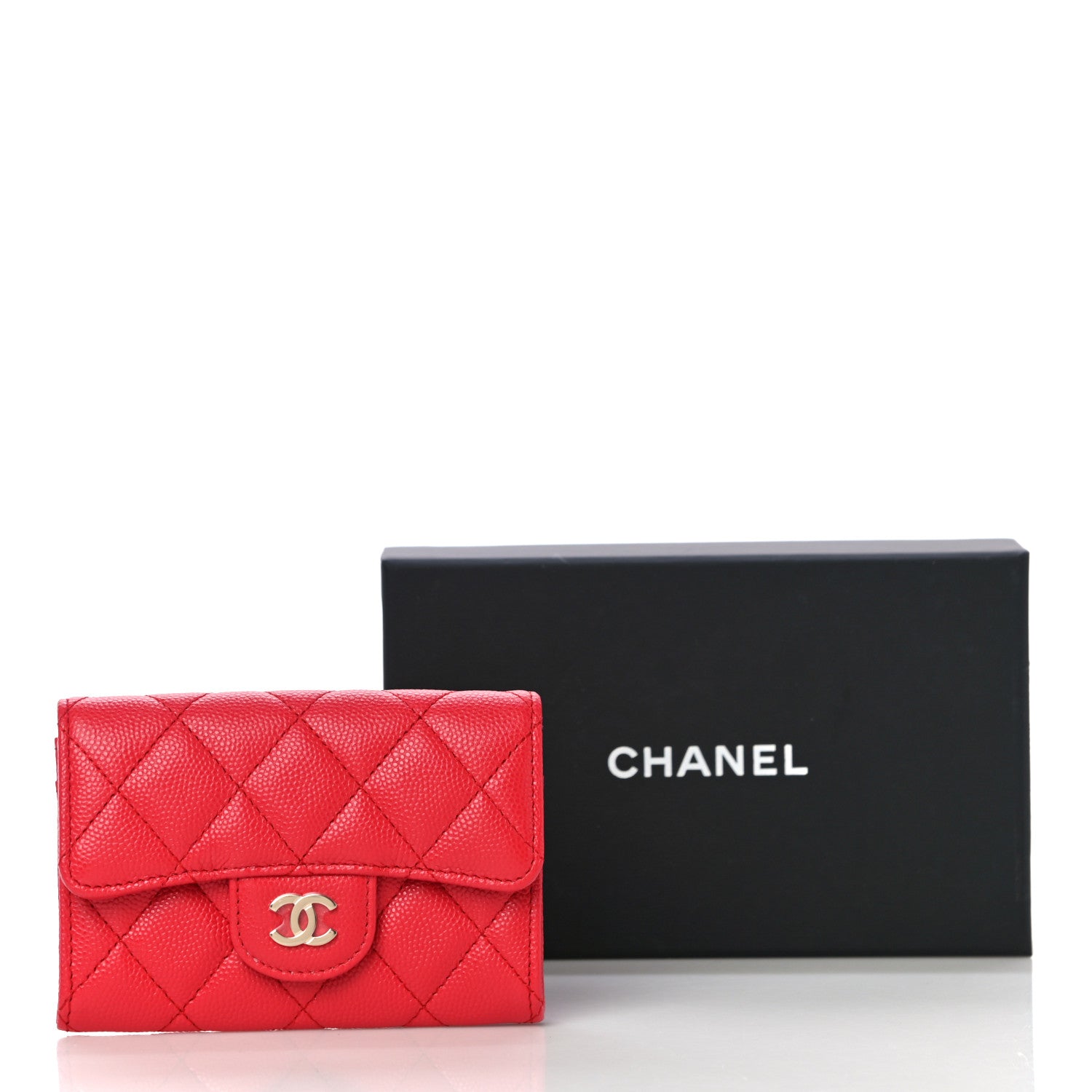 Chanel Caviar Quilted Flap Card Holder Wallet Red 12 of 12