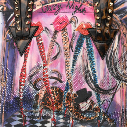 Christian Louboutin Neoprene Cabaraparis Spikes Small Tote Leopard Multicolor 7 of 9